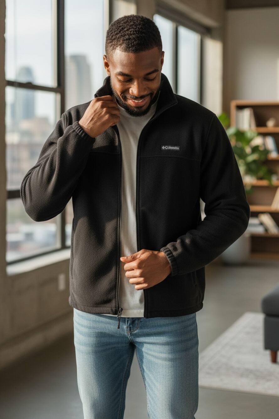 Columbia New Black Men's Full Zippered Jacket Fleece Size 3X New Parka